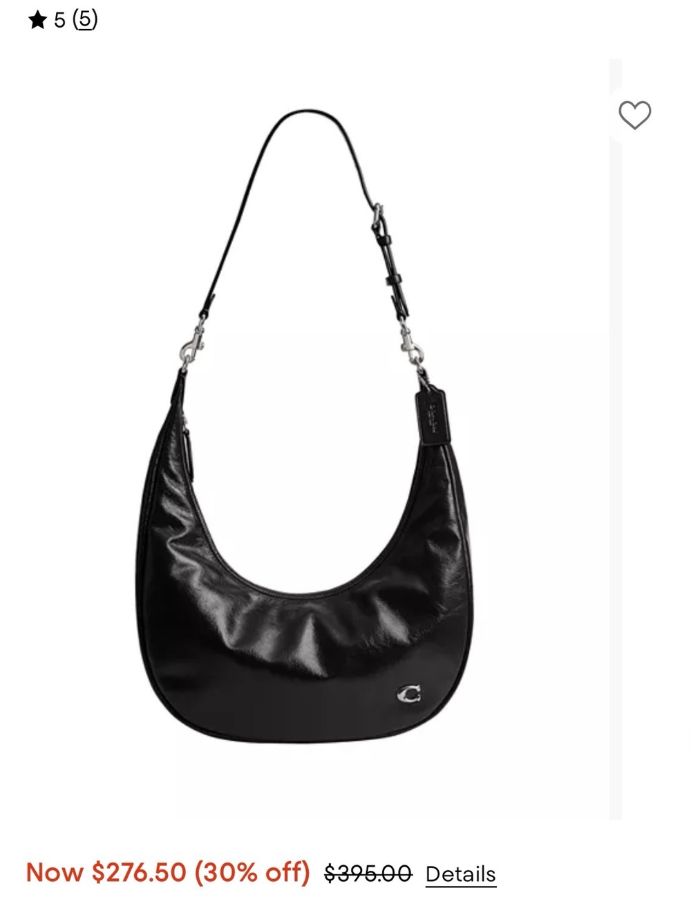 Coach Black Patent Leather Crescent Shoulder Bag- like new
